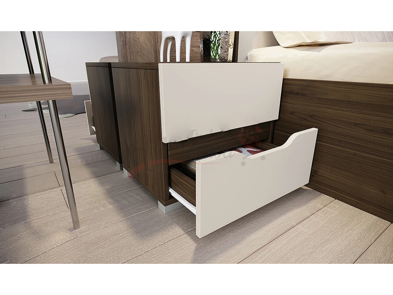 Camera da letto completa rovere scuro/grigio chiaro CDLI7035