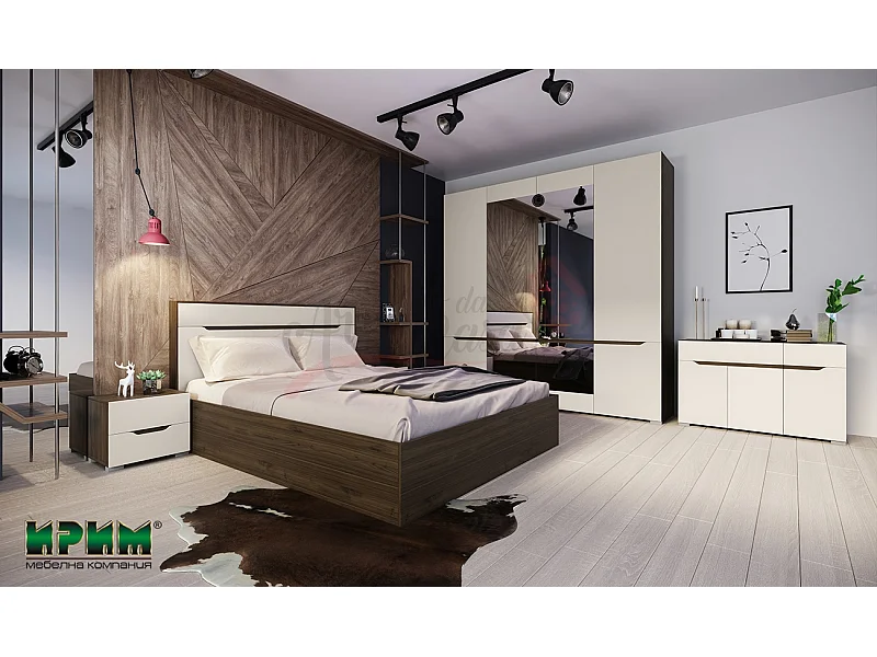 Camera da letto completa rovere scuro/grigio chiaro CDLI7035