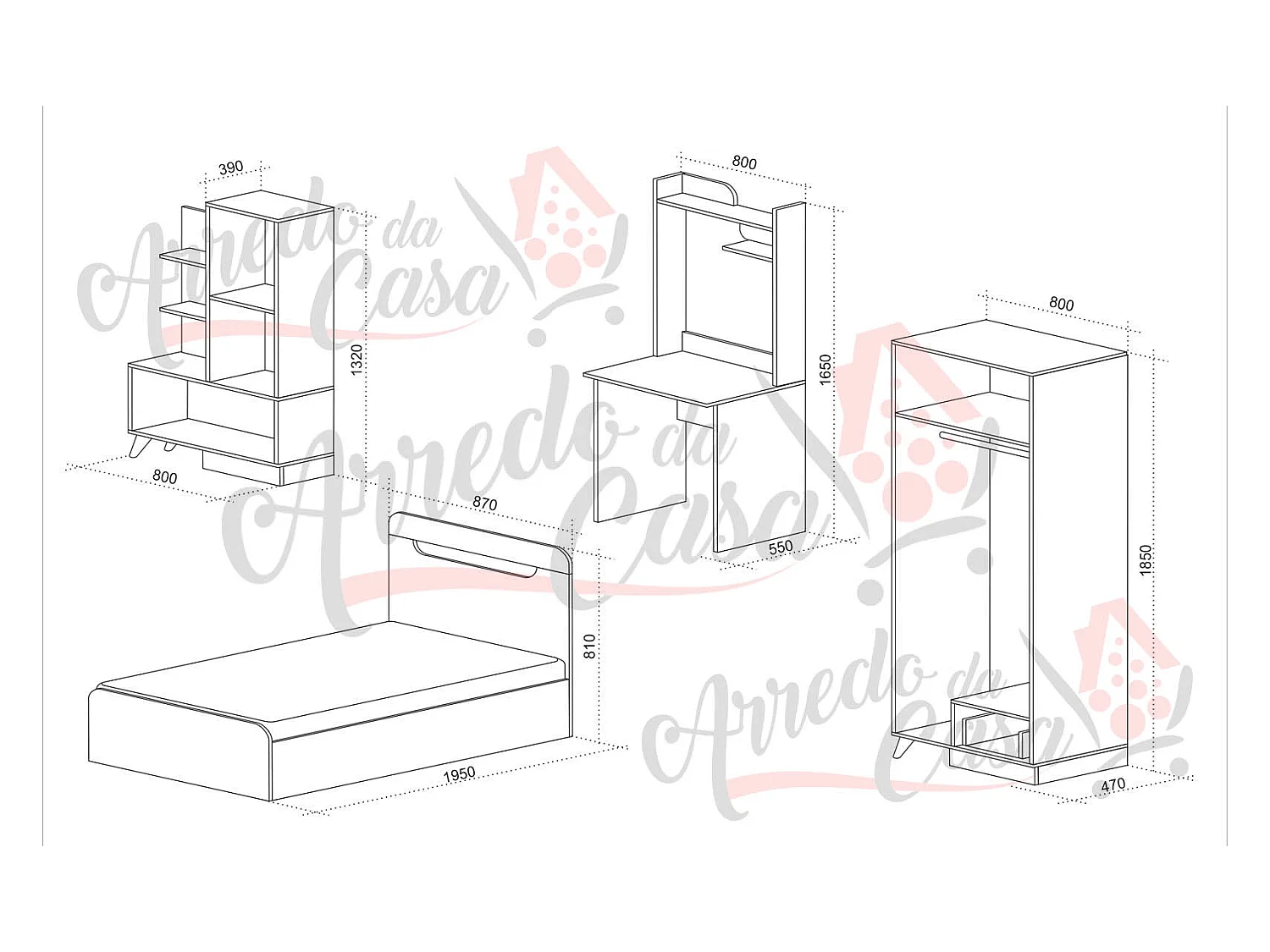 Cameretta bambina bianca e rosa CCU18