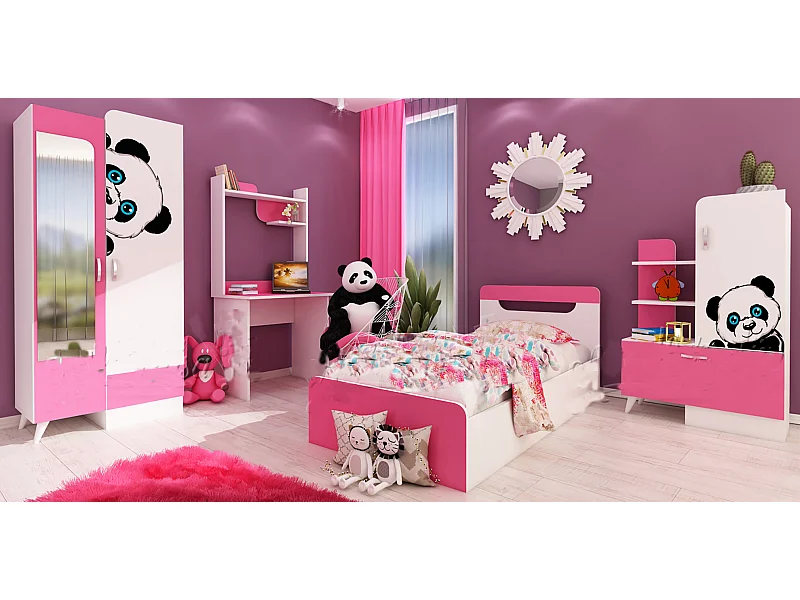 Cameretta bambina bianca e rosa CCU18