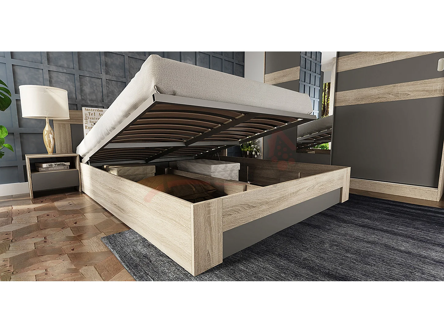 Camera da letto completa rovere/grigio CDLI7024