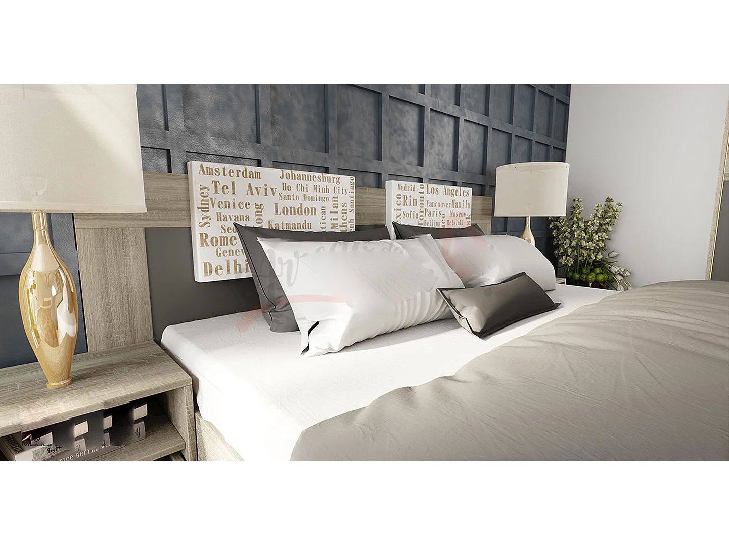 Camera da letto completa rovere/grigio CDLI7024