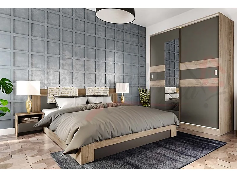 Camera da letto completa rovere/grigio CDLI7024