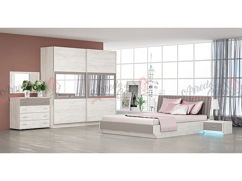 Camera da letto completa quercia bianca e cappuccino CMG1