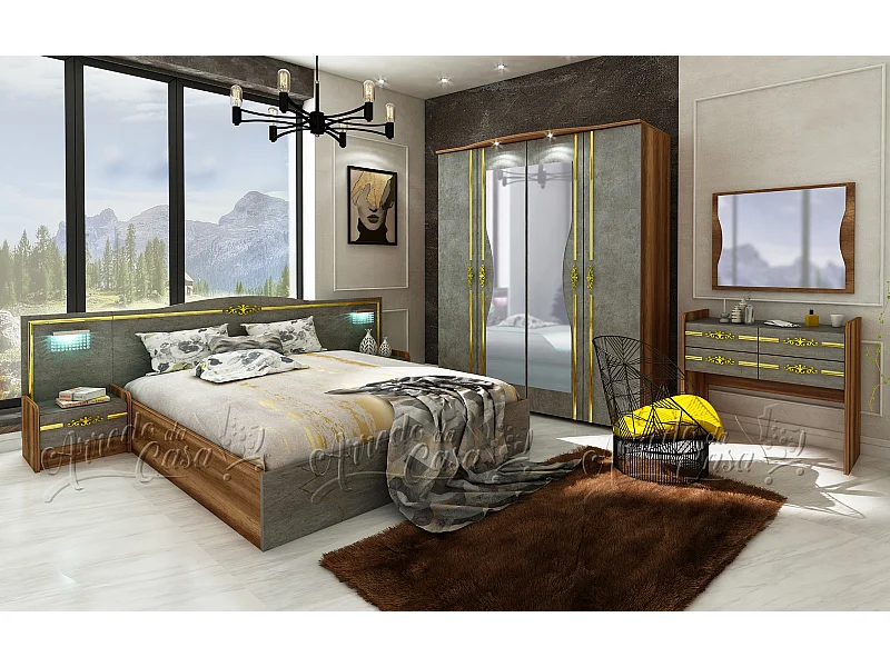 Camera da letto rovere e grigio CDLU30