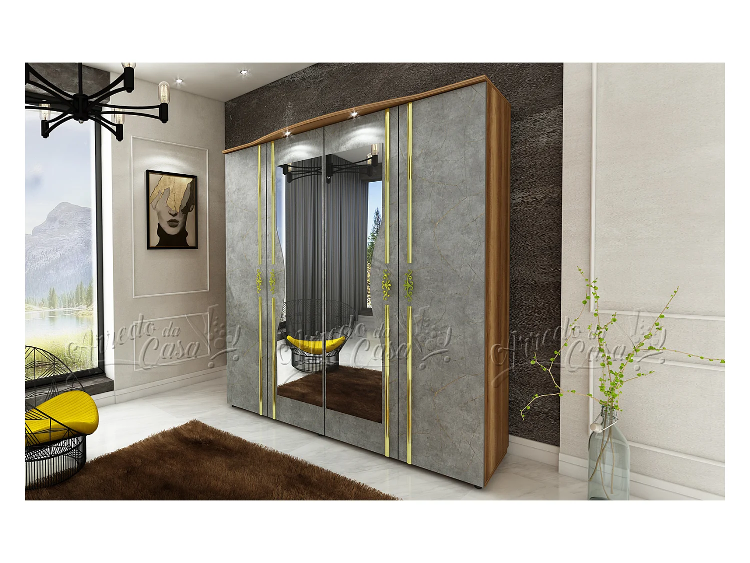 Camera da letto rovere e grigio CDLU30