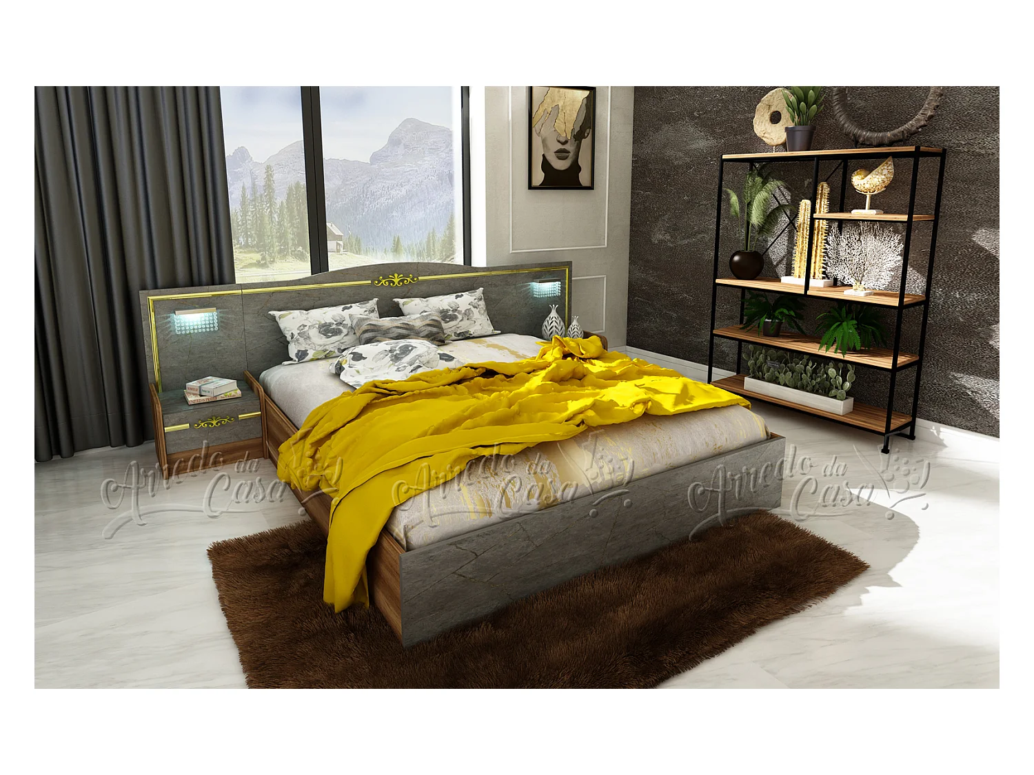 Camera da letto rovere e grigio CDLU30