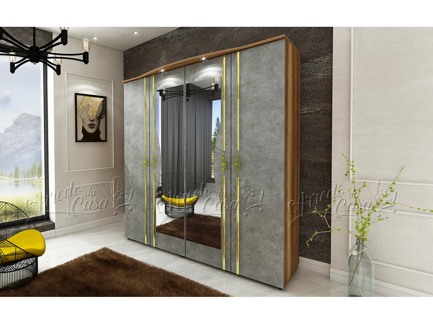 Camera da letto rovere e grigio CDLU30