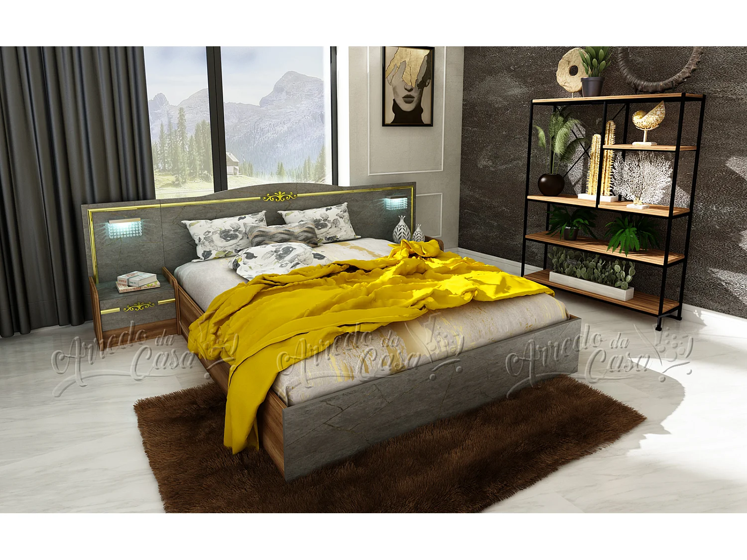 Camera da letto rovere e grigio CDLU30