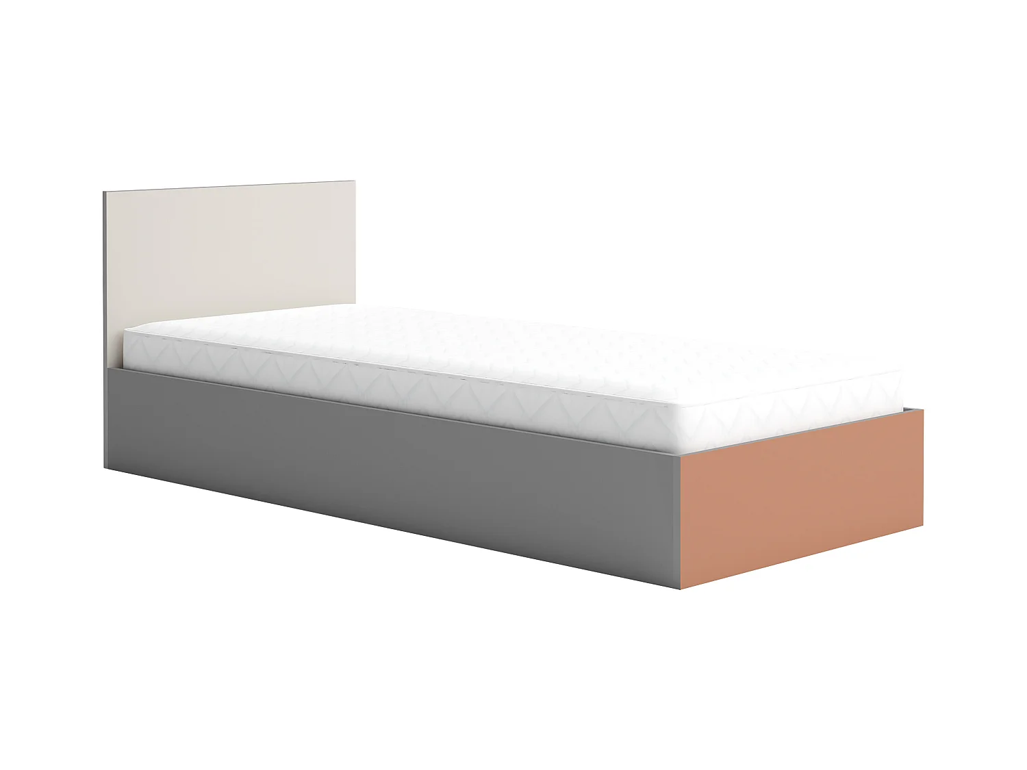 Cameretta moderna completa con letto contenitore 82x190 cm grigia/beige/arancio CBG3