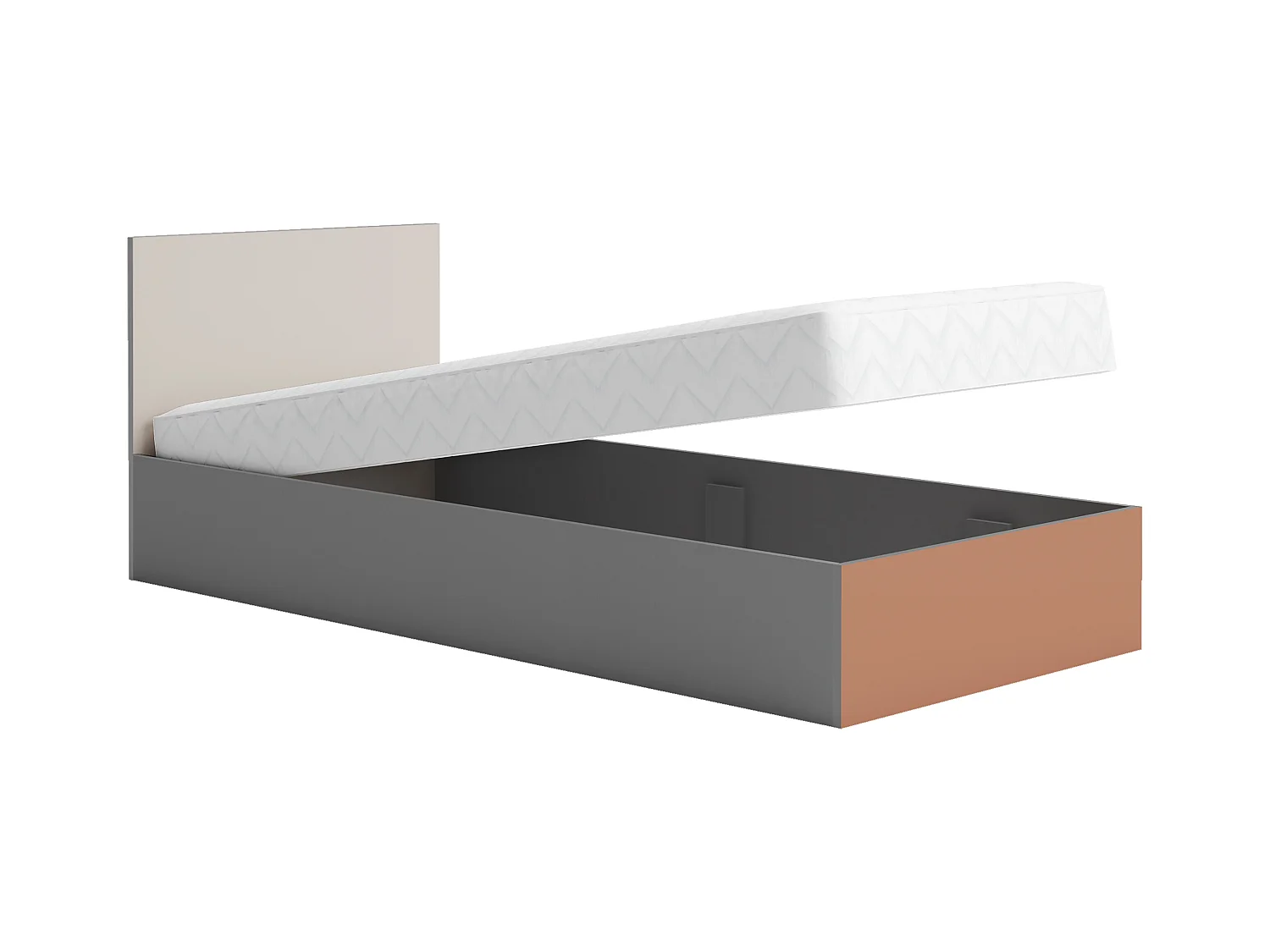 Cameretta moderna completa con letto contenitore 82x190 cm grigia/beige/arancio CBG3