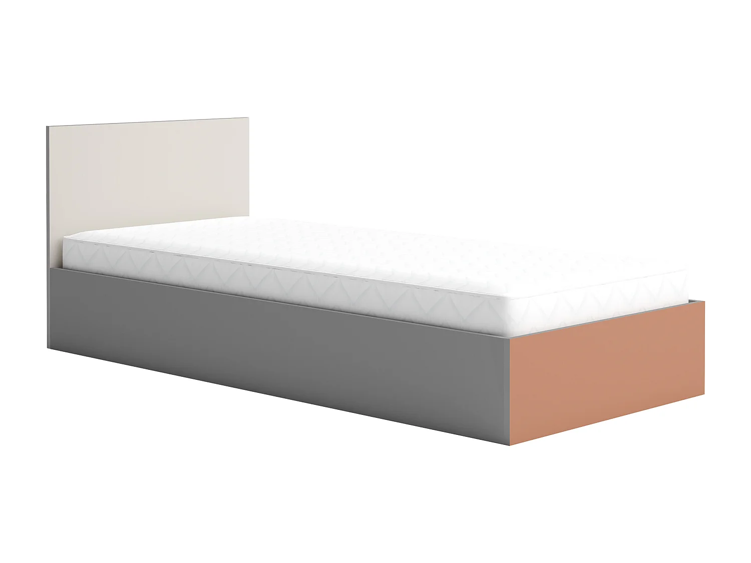 Cameretta moderna completa con letto contenitore 82x190 cm grigia/beige/arancio CBG3
