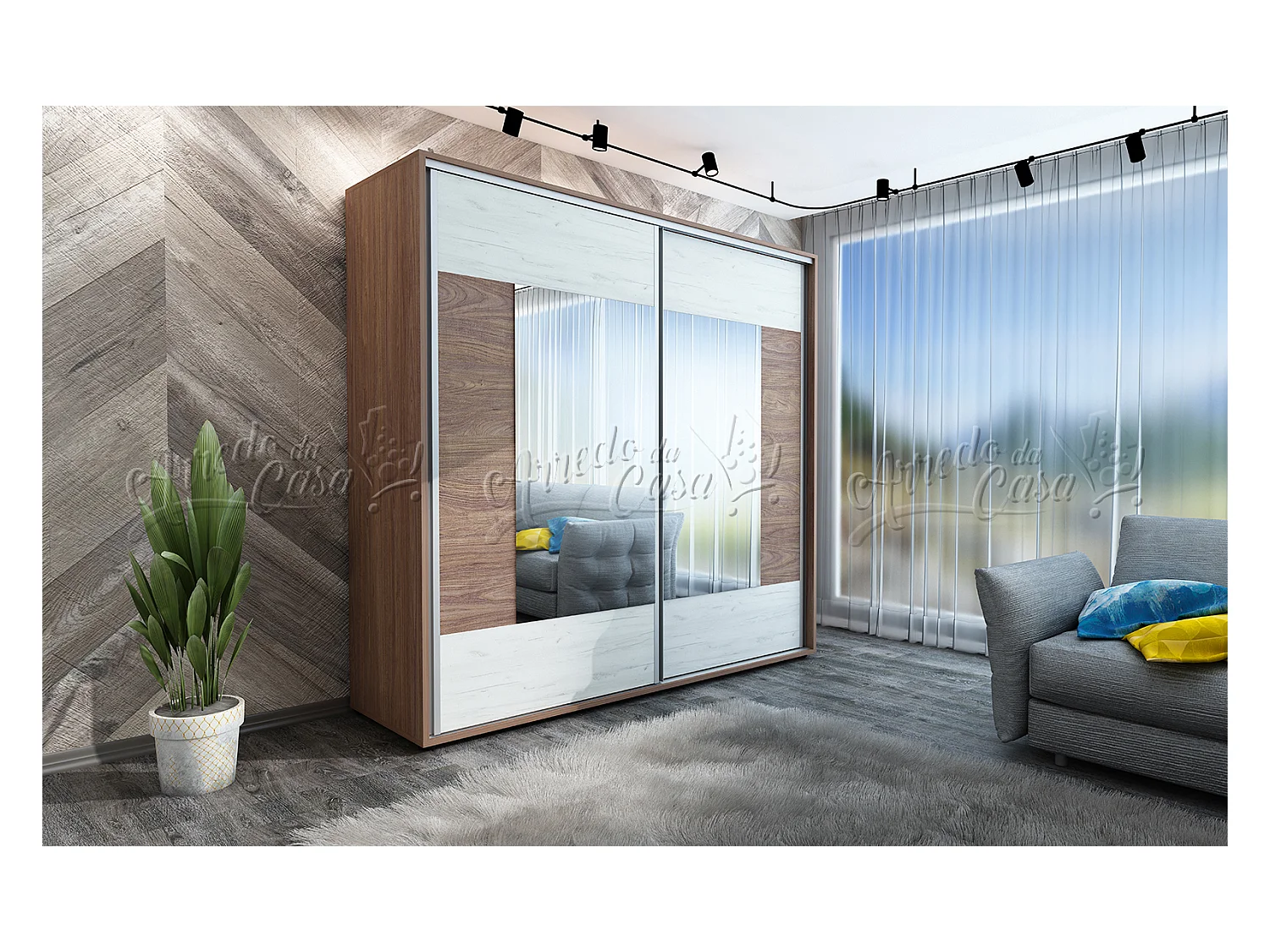 Camera da letto completa bianca/marrone CDLU13