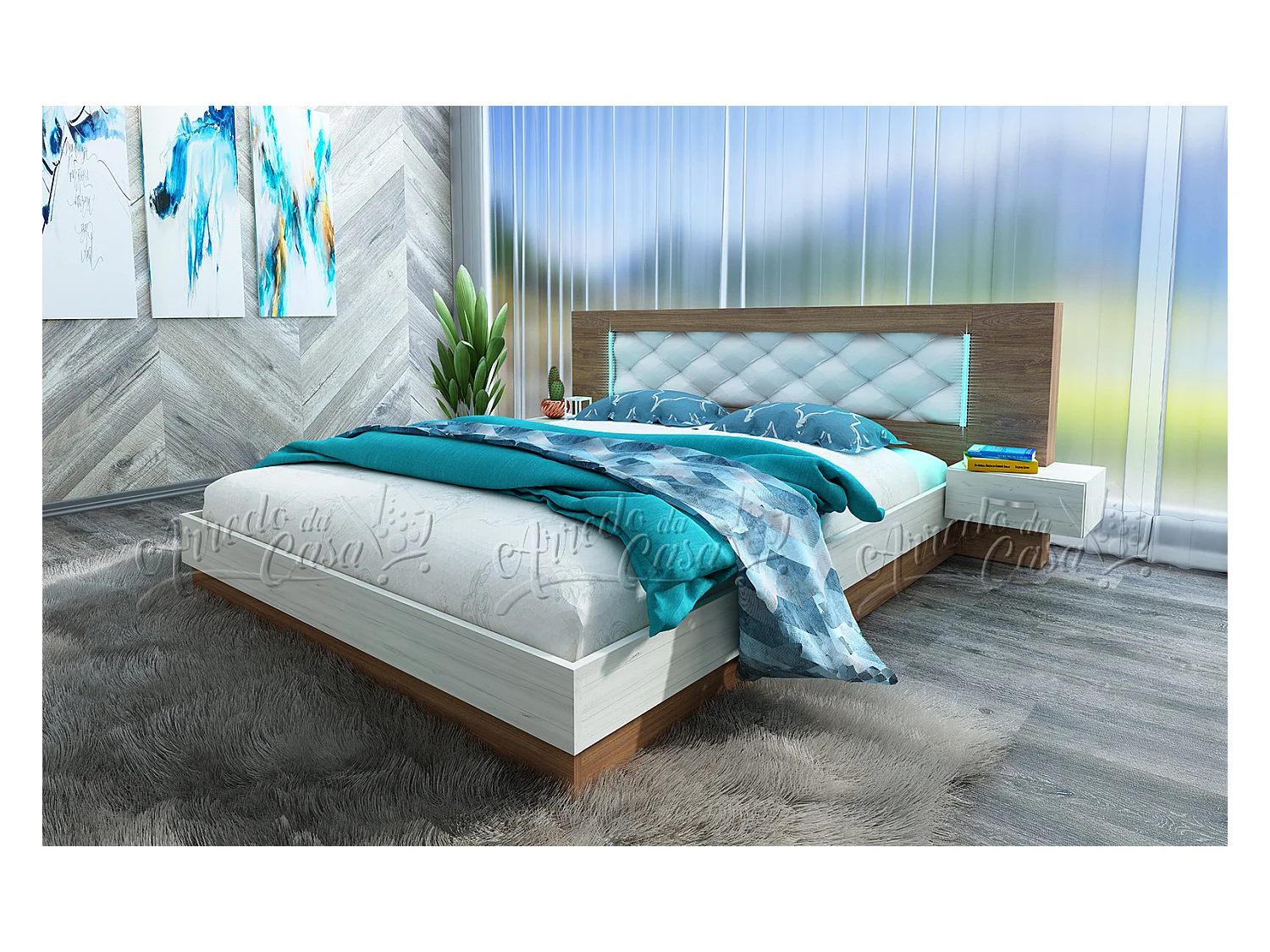 Camera da letto completa bianca/marrone CDLU13