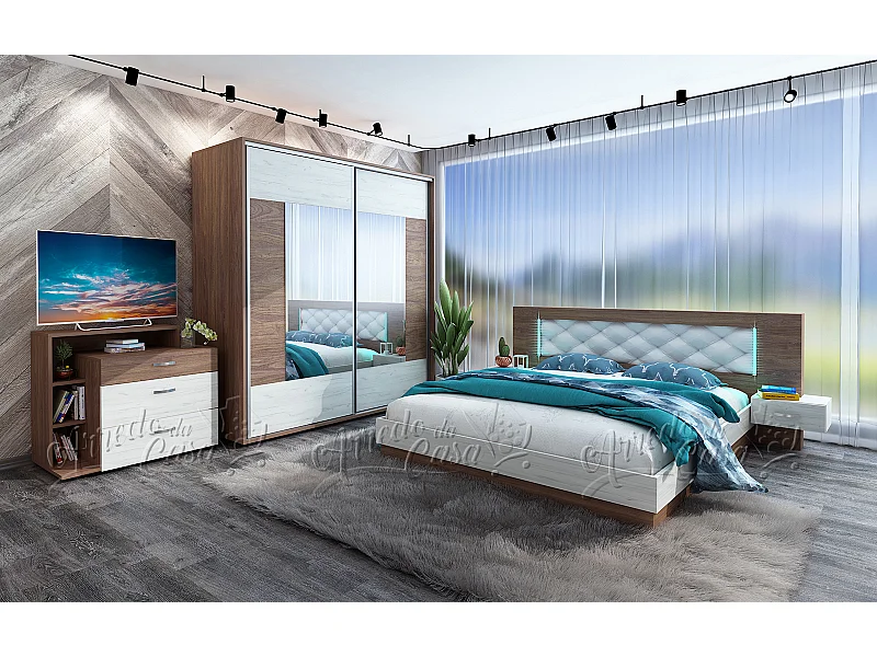 Camera da letto completa bianca/marrone CDLU13