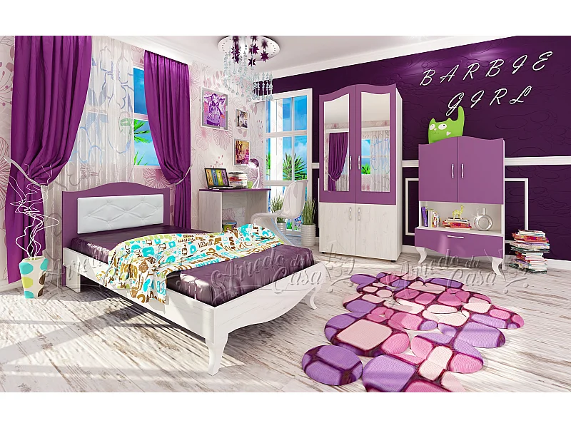 Cameretta per ragazza viola e rovere CCU2