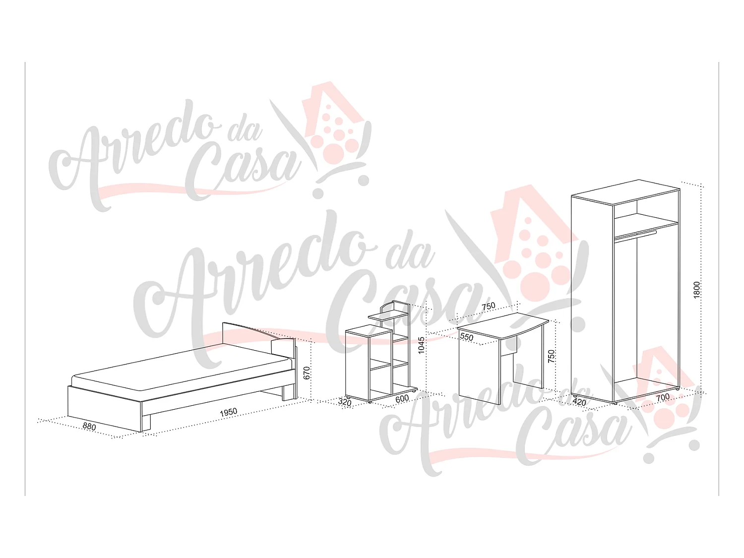 Cameretta per bambina rosa e lilla CCU10