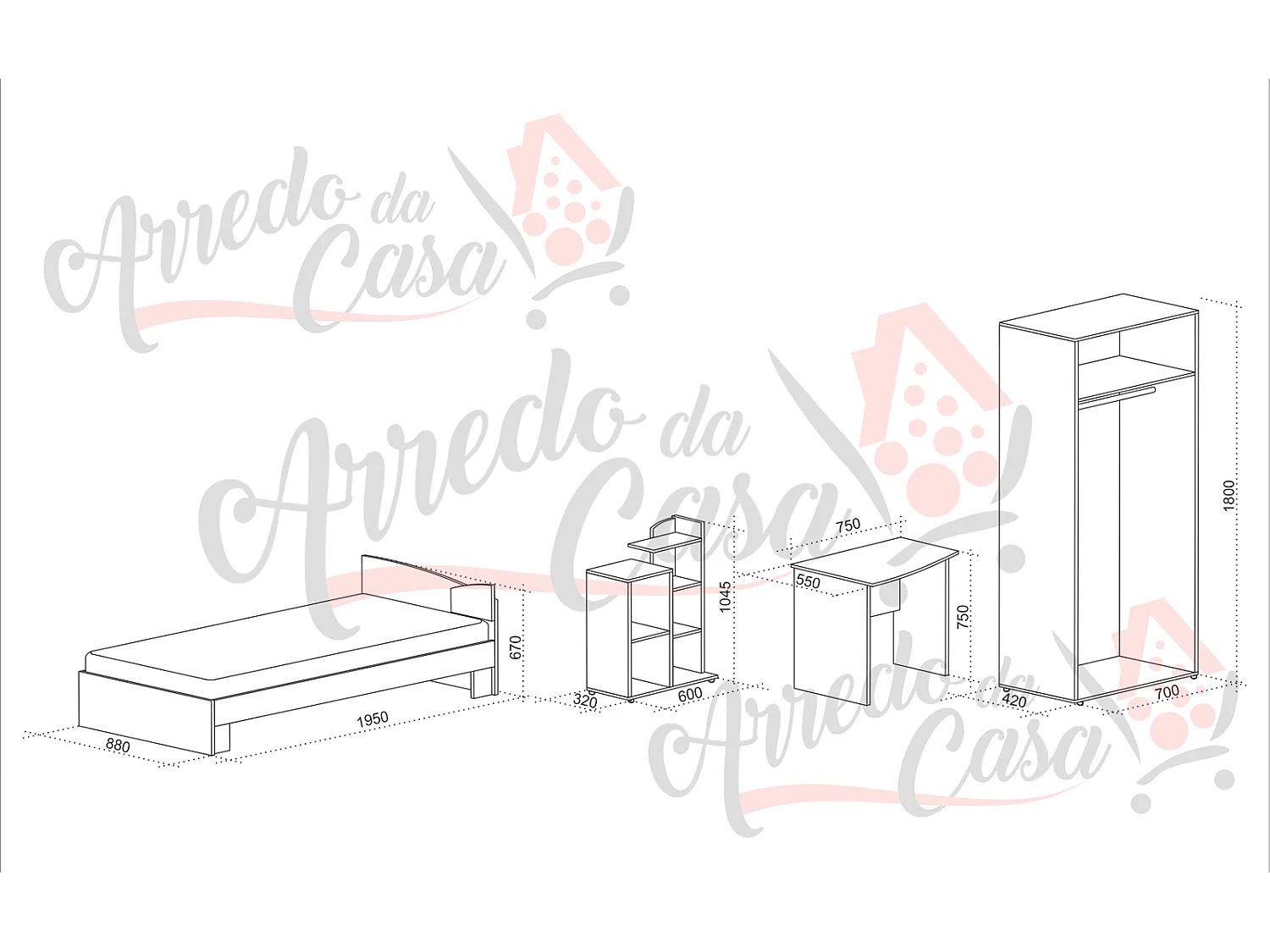 Cameretta per bambina rosa e lilla CCU10