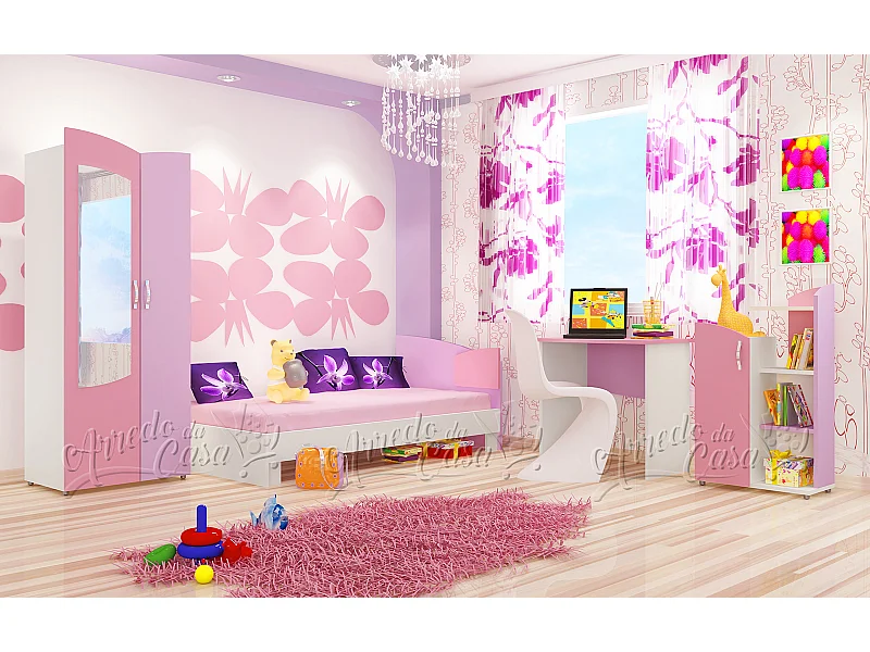 Cameretta per bambina rosa e lilla CCU10