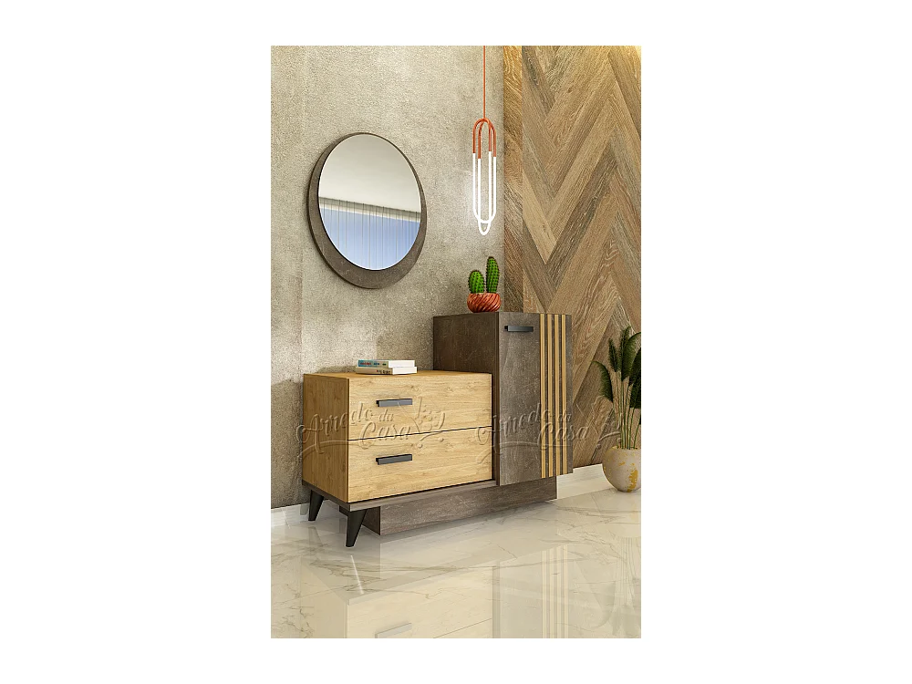 Camera da letto matrimoniale cemento e quercia CDLU31