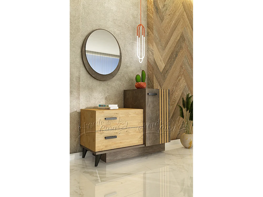 Camera da letto matrimoniale cemento e quercia CDLU31