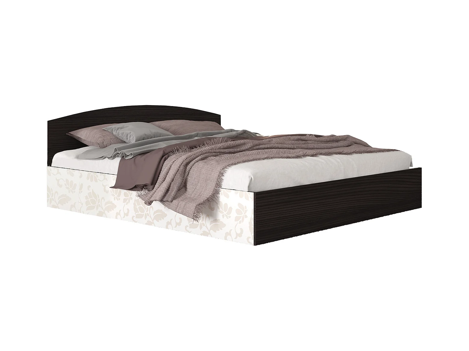 Camera da letto completa moderna wengè e bianco motivo floreale CMG48