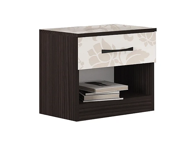 Camera da letto completa moderna wengè e bianco motivo floreale CMG48