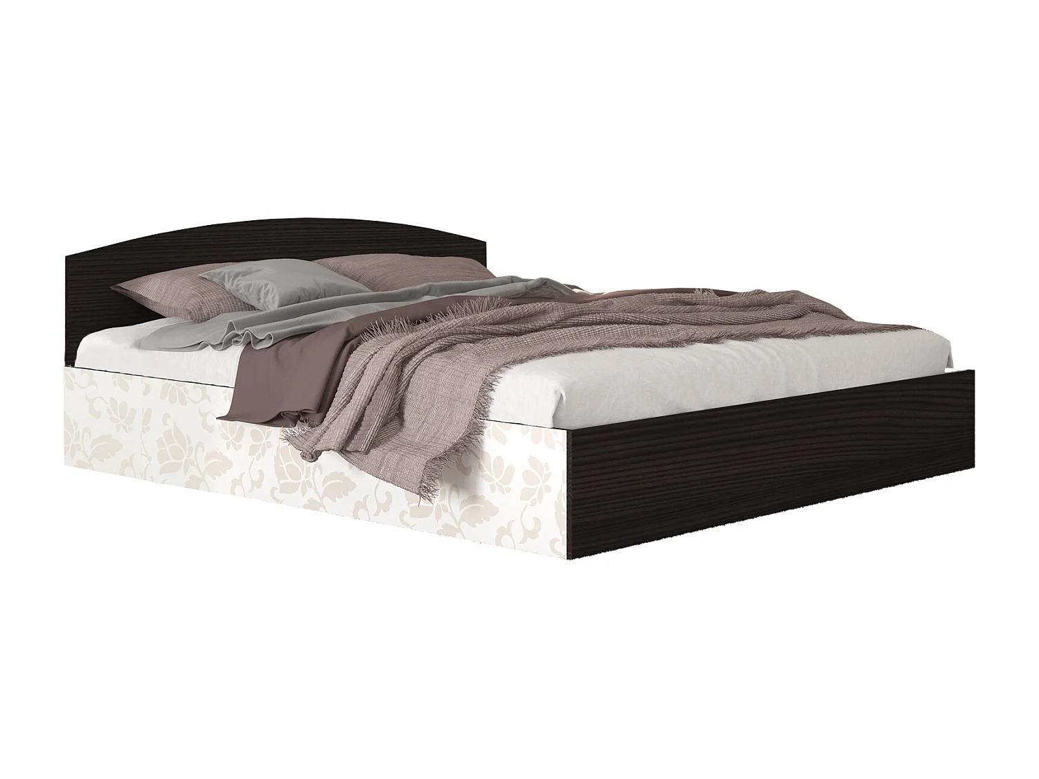 Camera da letto completa moderna wengè e bianco motivo floreale CMG48