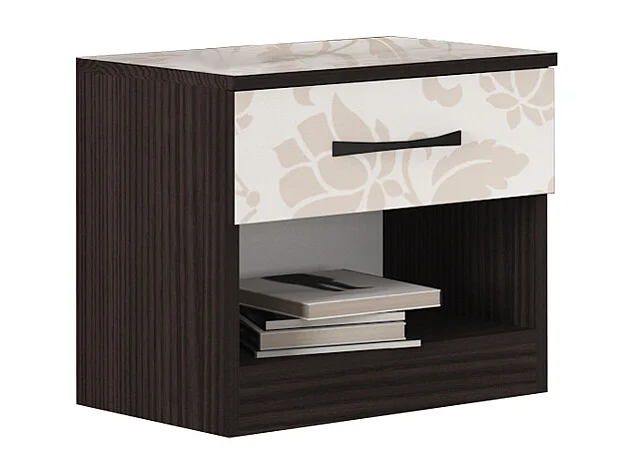 Camera da letto completa moderna wengè e bianco motivo floreale CMG48