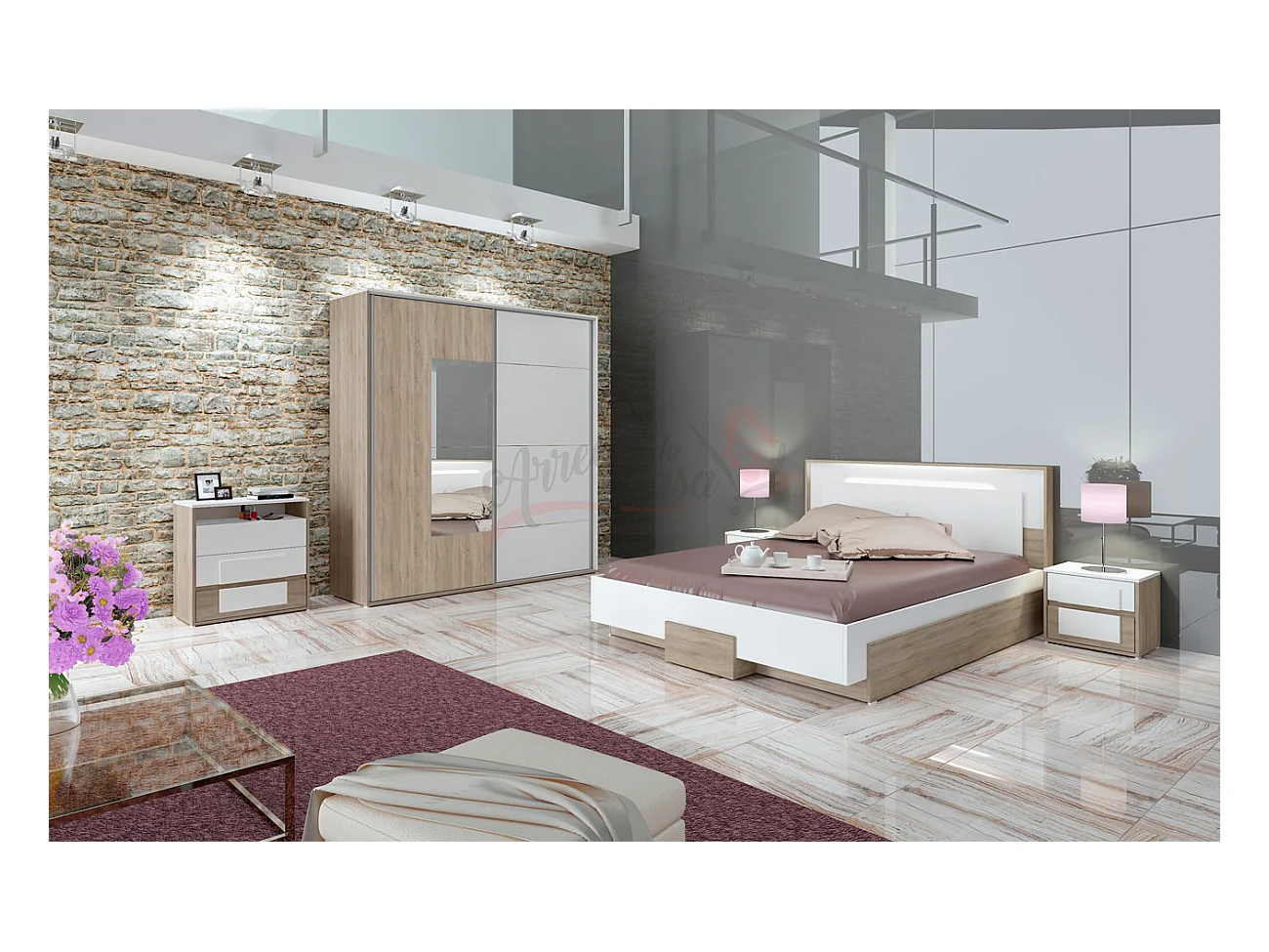 Camera da letto completa rovere e bianco CDLI17