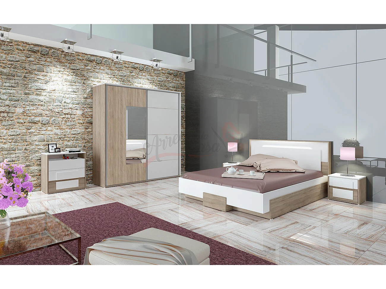 Camera da letto completa rovere e bianco CDLI17