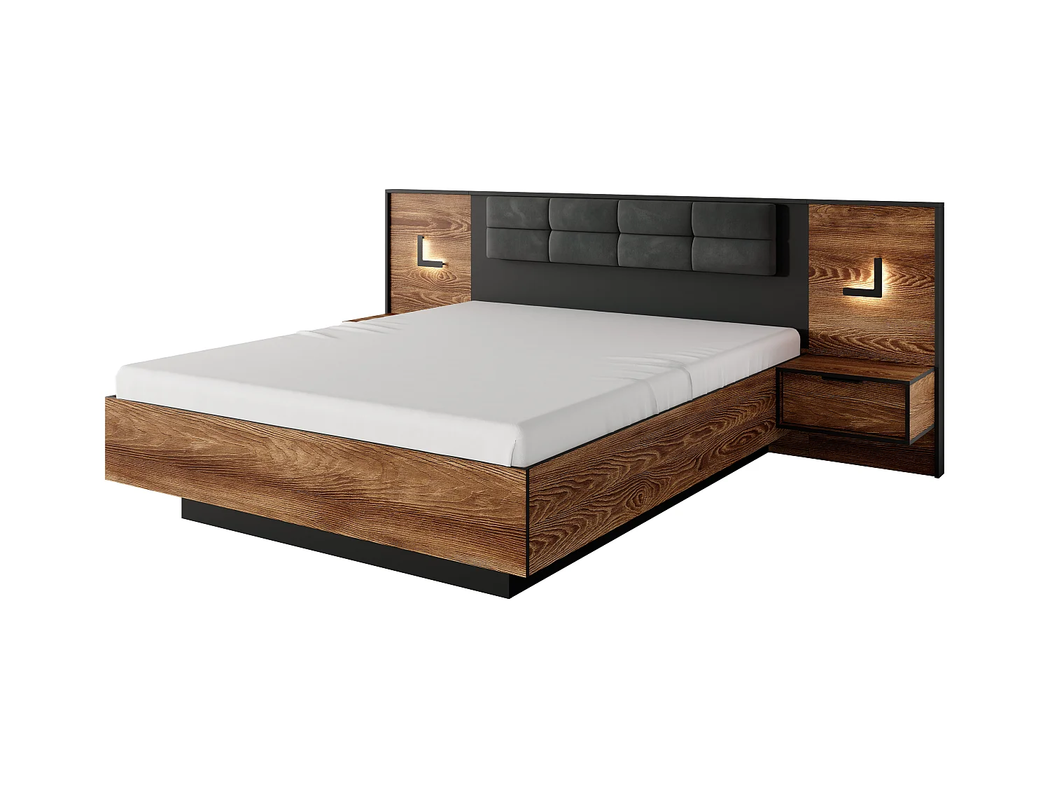 Camera da letto matrimoniale completa moderna marrone e nero CDLLK7
