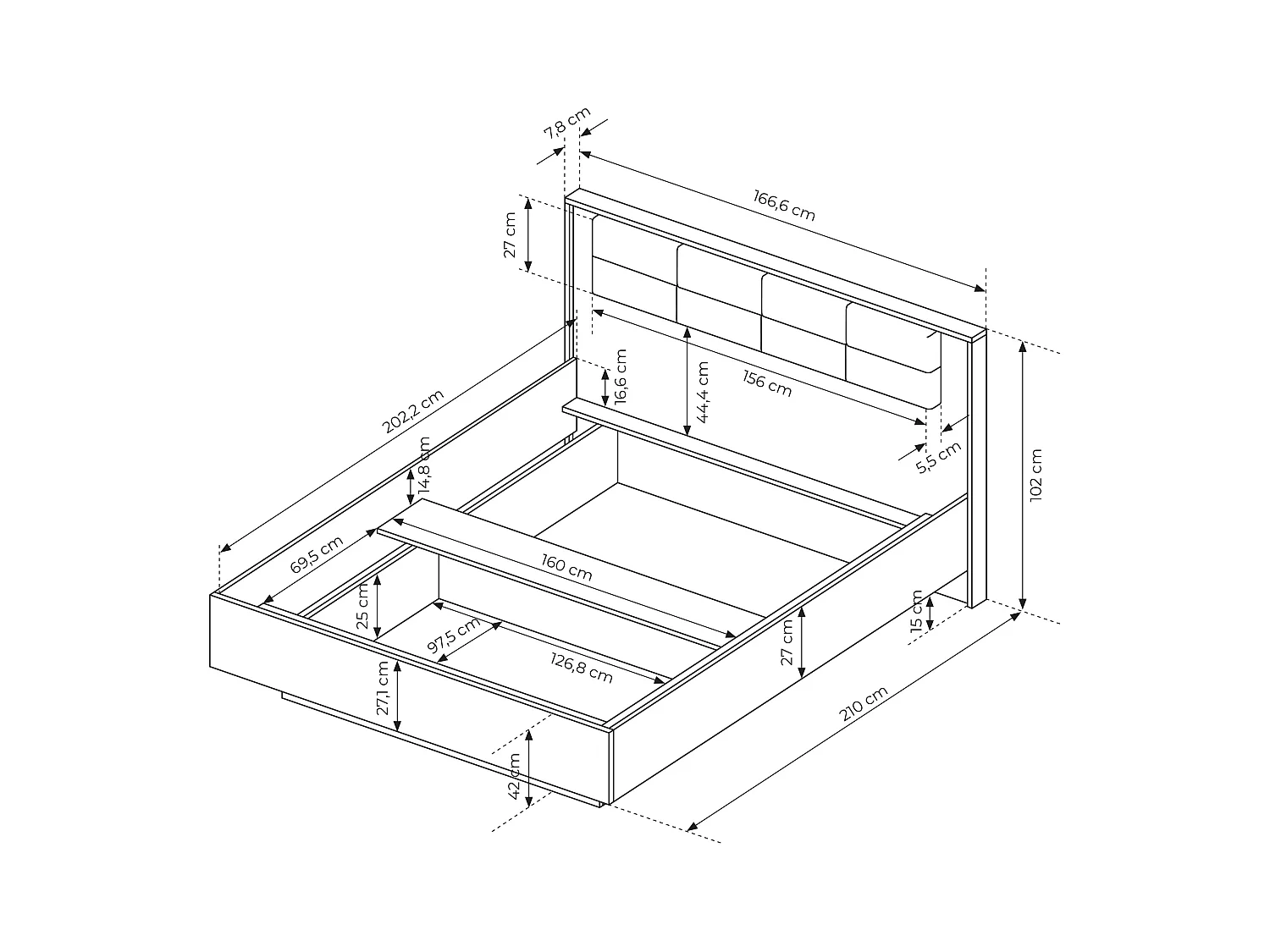 Camera da letto matrimoniale completa moderna marrone e nero CDLLK7