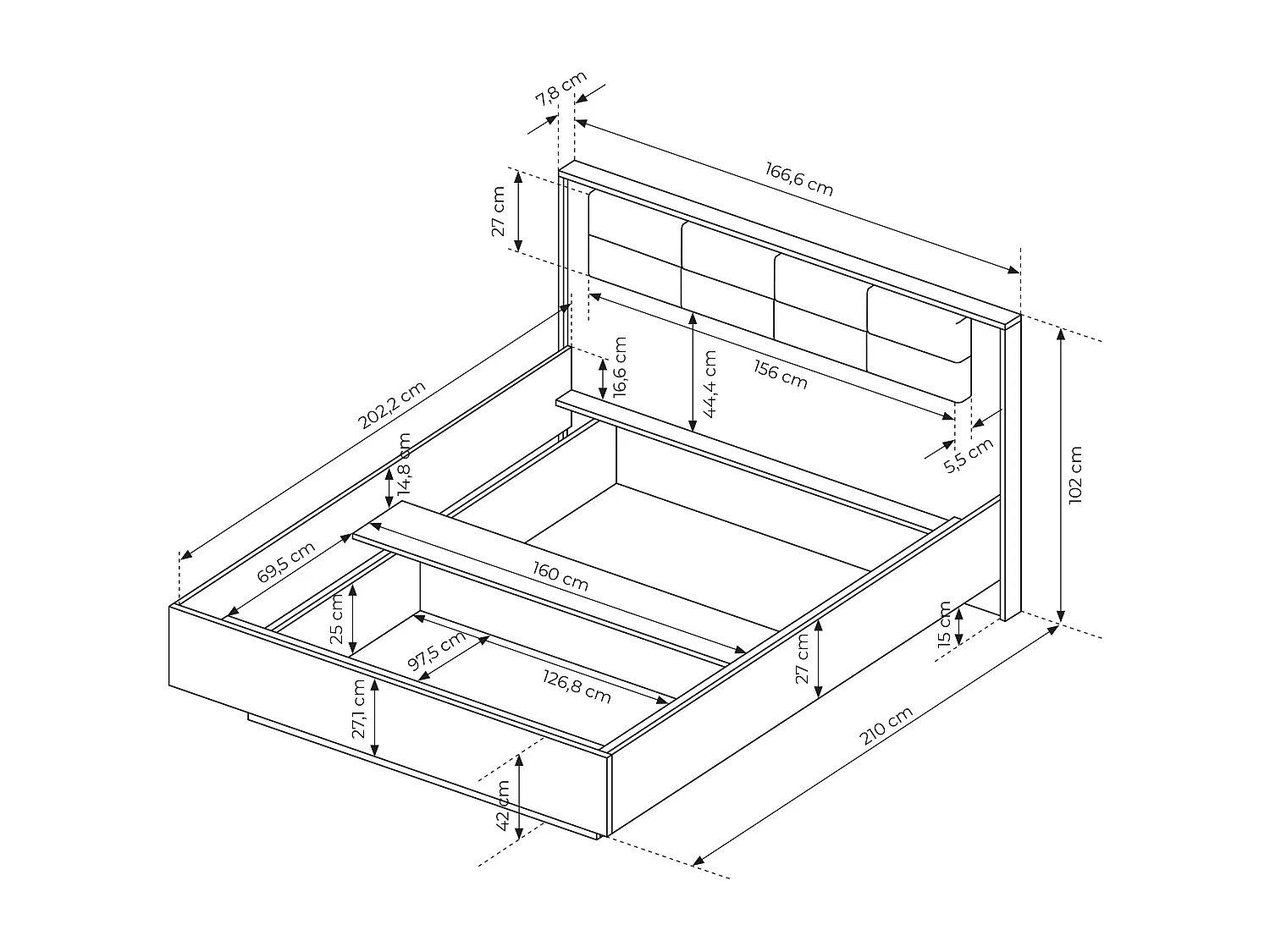 Camera da letto matrimoniale completa moderna marrone e nero CDLLK7