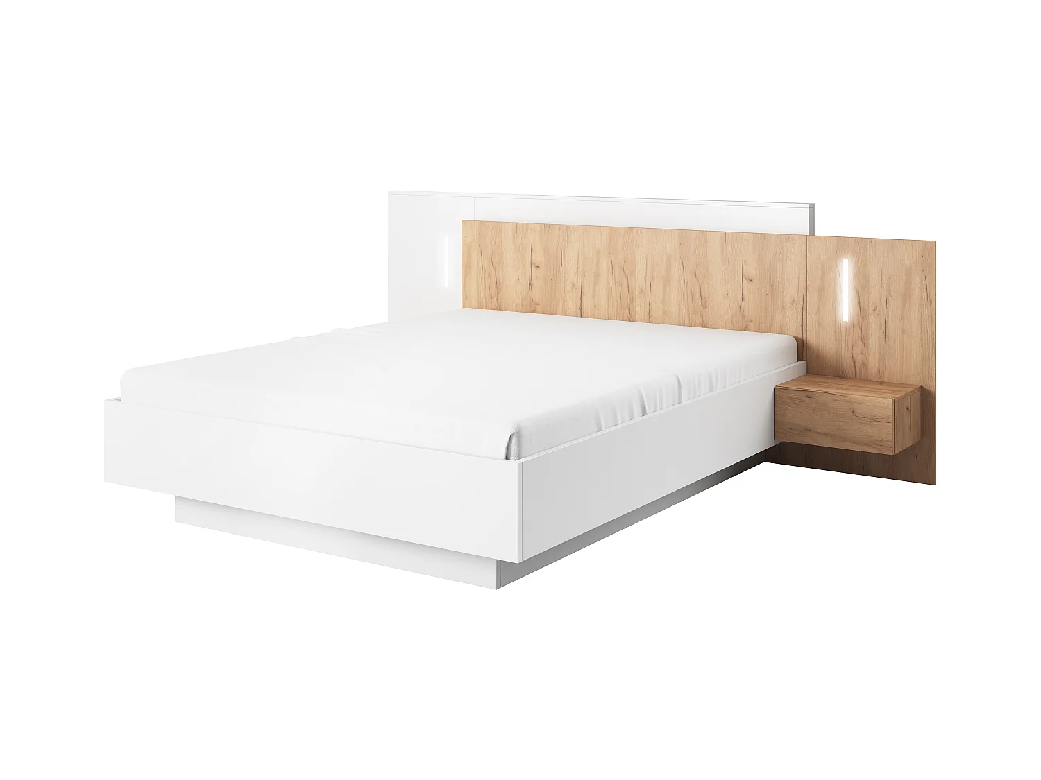 Camera da letto matrimoniale completa moderna bianco e rovere CDLLK11