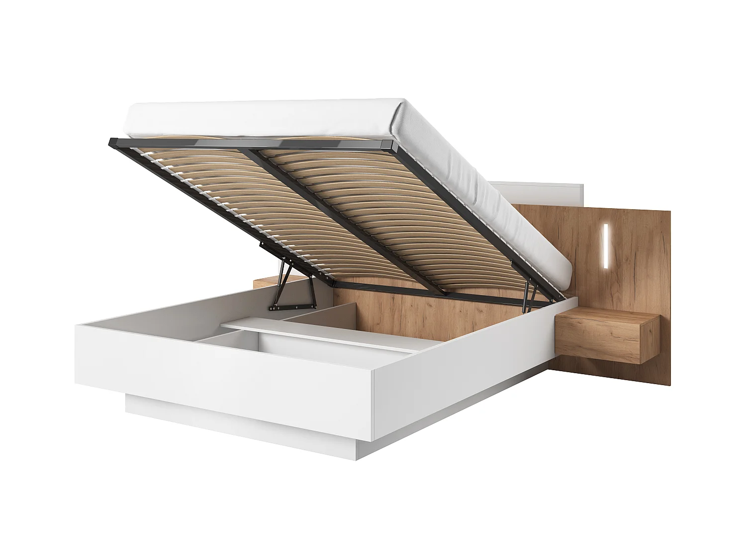 Camera da letto matrimoniale completa moderna bianco e rovere CDLLK11