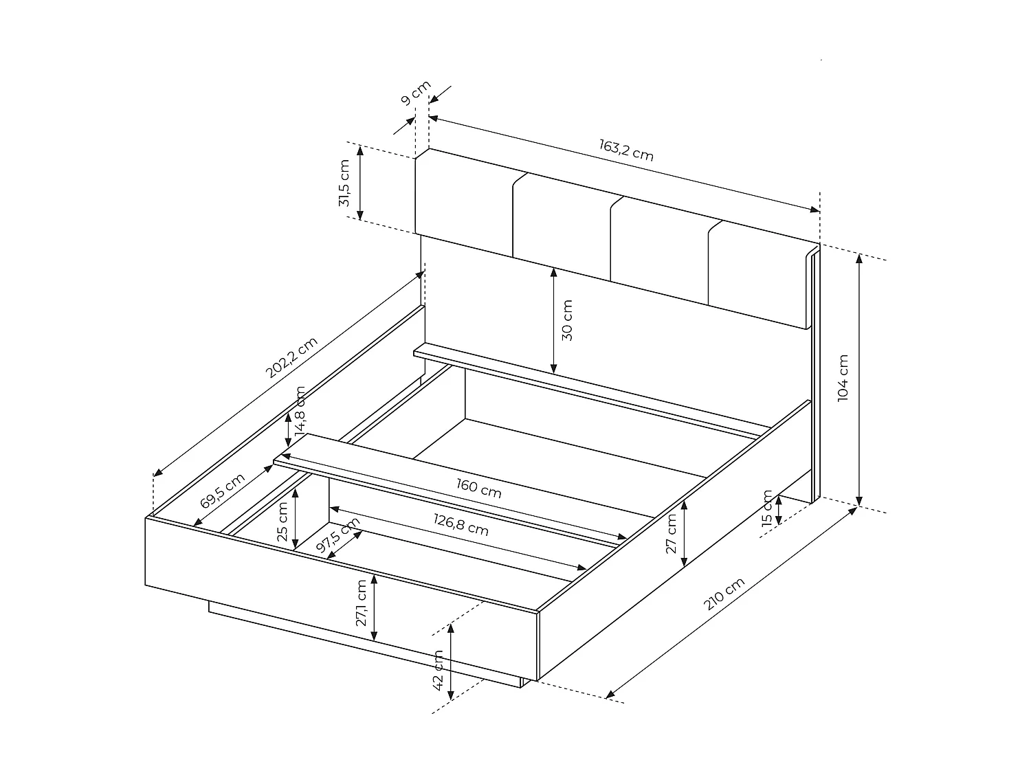 Camera da letto matrimoniale completa moderna rovere e nero CDLLK9