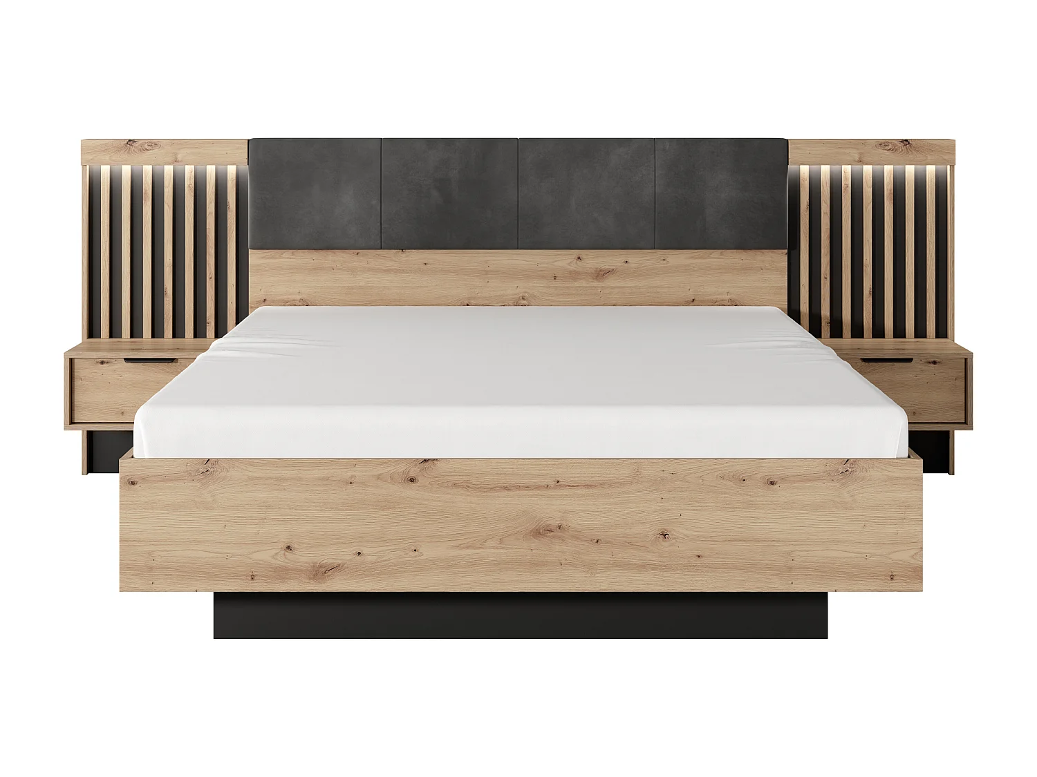 Camera da letto matrimoniale completa moderna rovere e nero CDLLK9