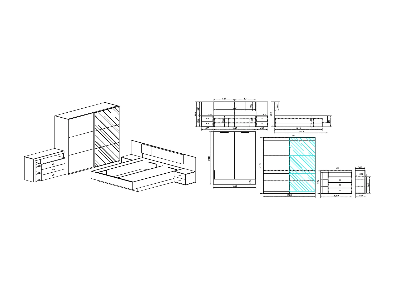 Camera da letto completa effetto legno CDLI9