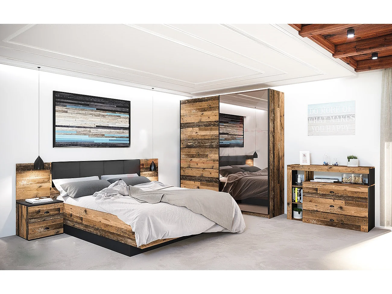 Camera da letto completa effetto legno CDLI9