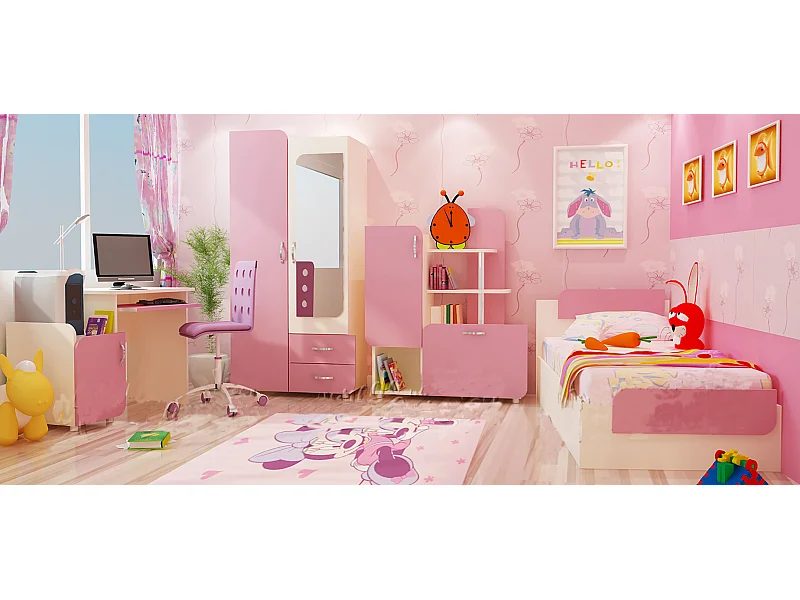 Cameretta per bambina rosa CCU11
