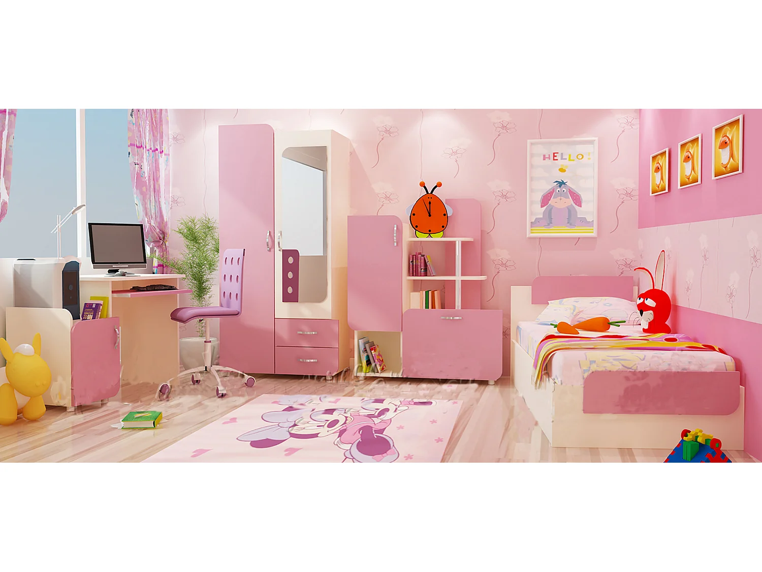 Cameretta per bambina rosa CCU11