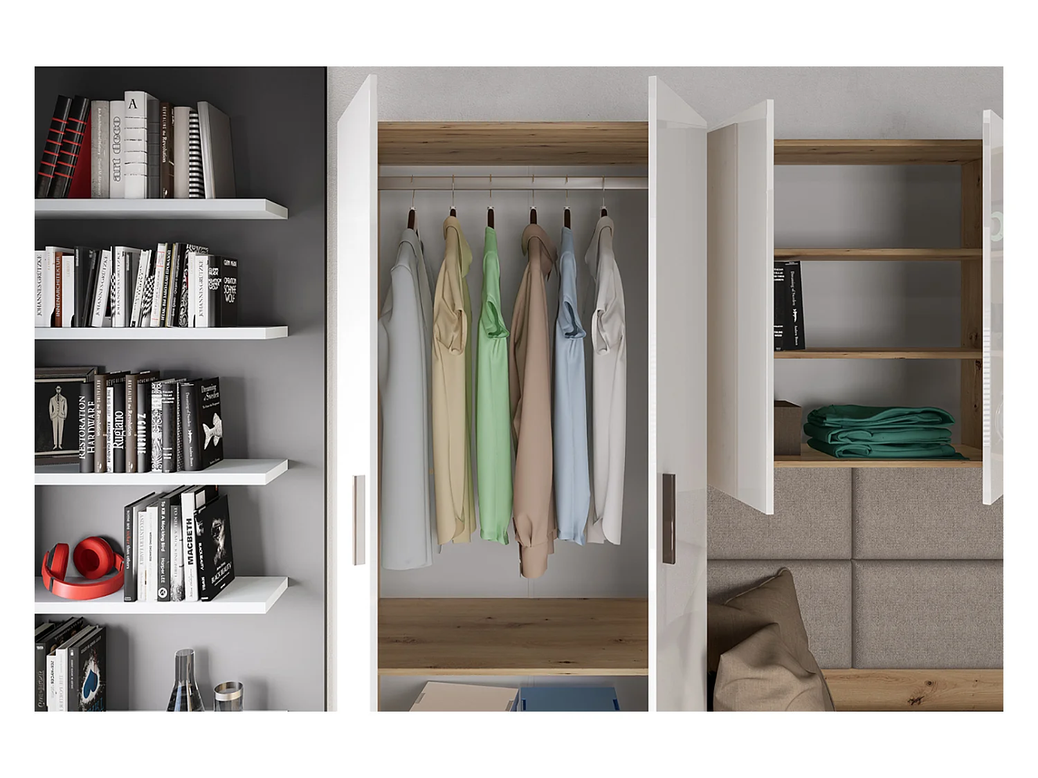 Cameretta completa rovere e bianco lucido due letti CCI14