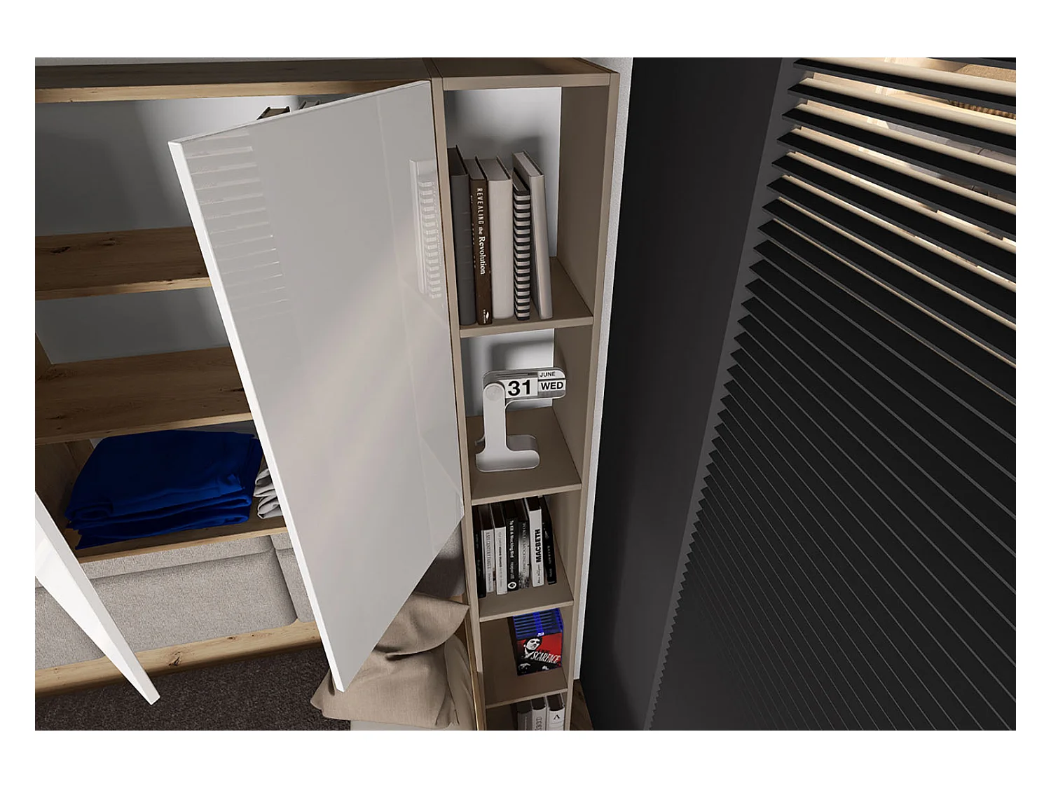 Cameretta completa rovere e bianco lucido due letti CCI14