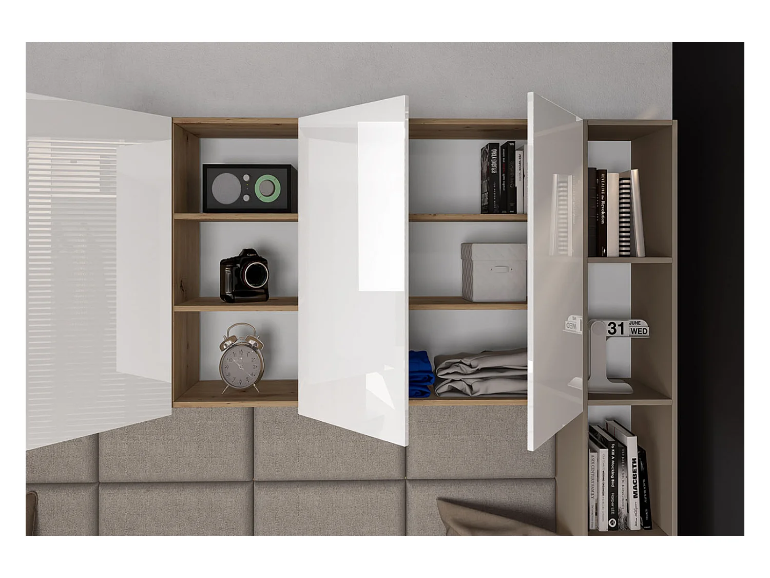 Cameretta completa rovere e bianco lucido due letti CCI14