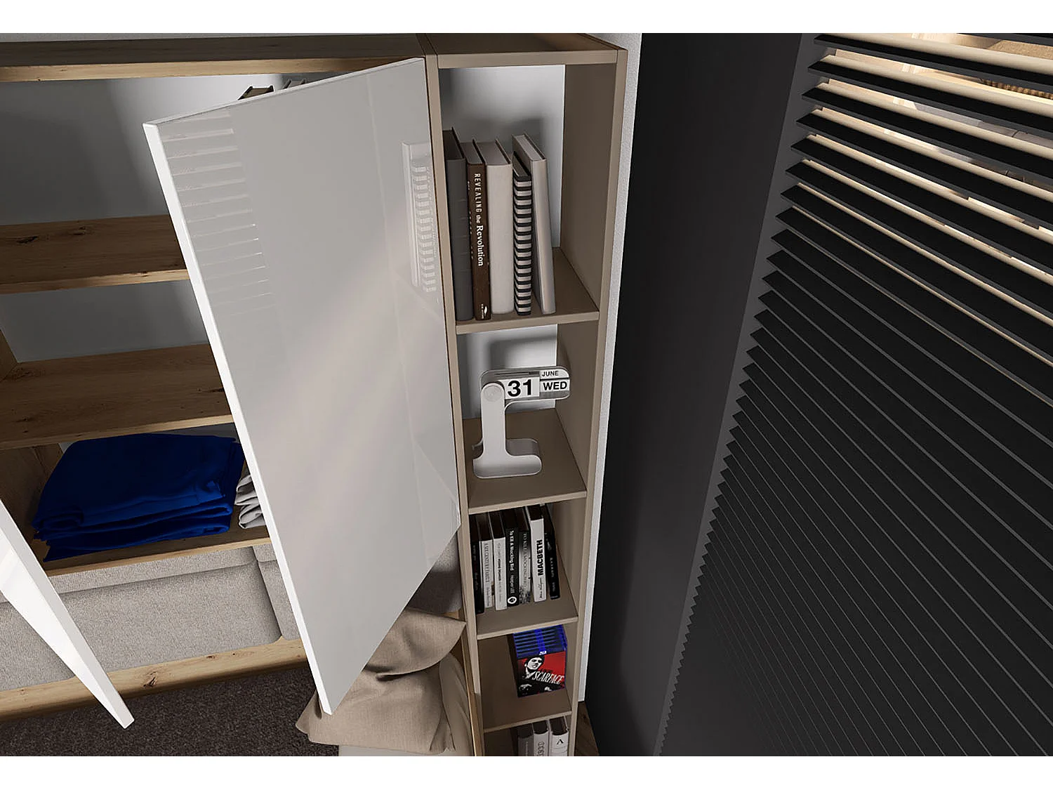 Cameretta completa rovere e bianco lucido due letti CCI14