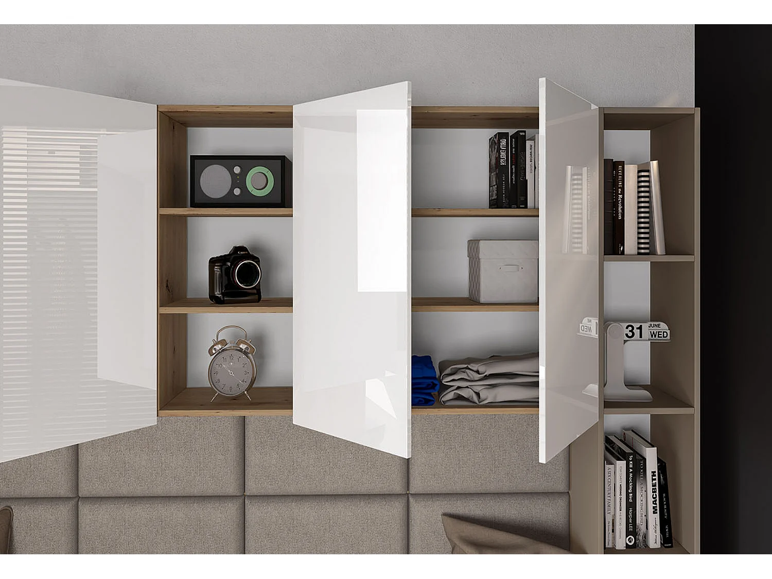 Cameretta completa rovere e bianco lucido due letti CCI14