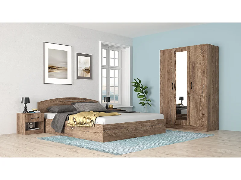 Camera matrimoniale completa con letto 160x200 cm marrone CMG41