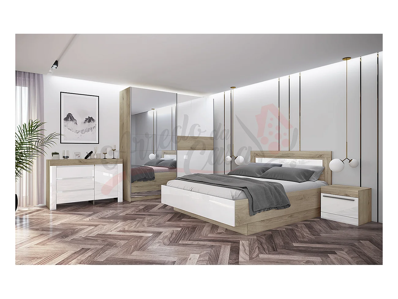 Camera da letto completa bianco lucido CDLI10