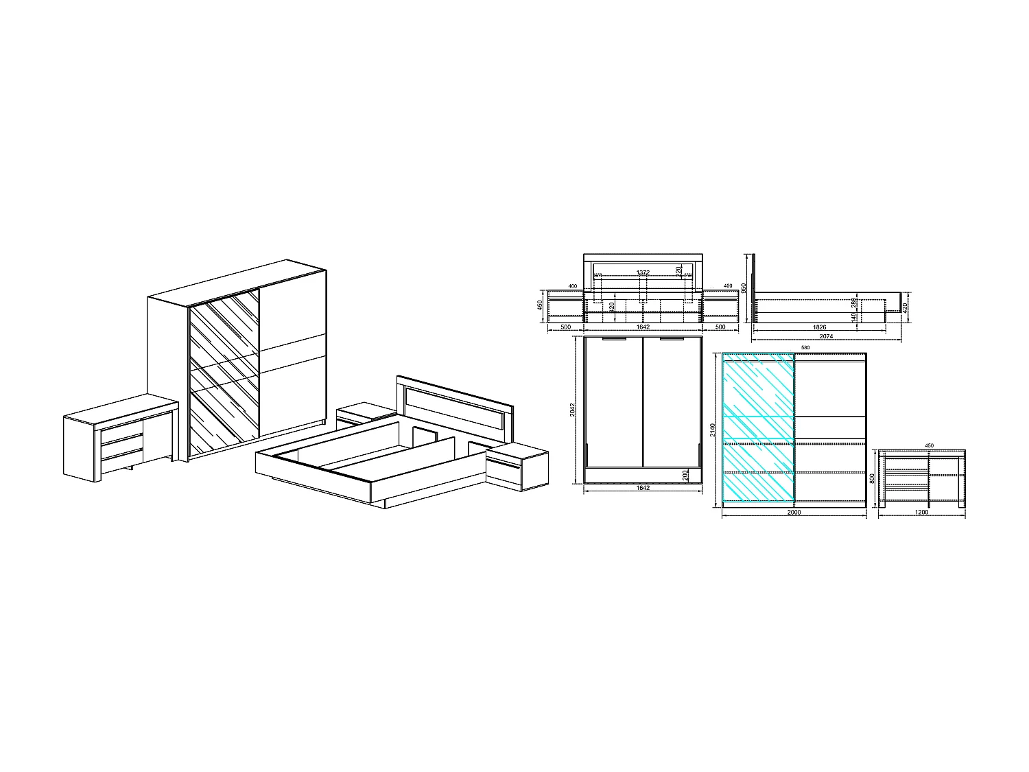 Camera da letto completa bianco lucido CDLI10
